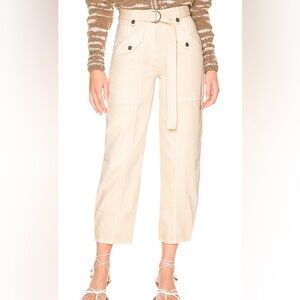 Ulla Johnson waverly denim pant jeans belted oat cream colorway STAINS 4 cotton